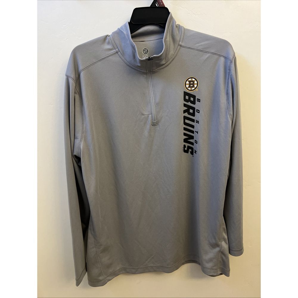 NHL Official Merch Boston‎ Bruins Men's Grey Zip Up 1/4 Zipper Pull Over XL